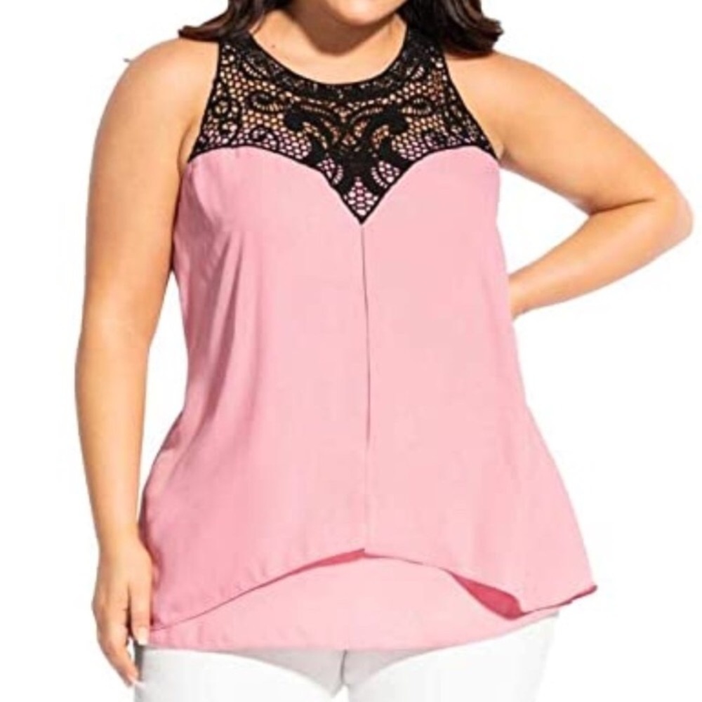 NWT City Chic Top Motif Neck Sugar Color rr.